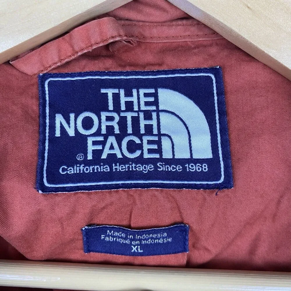 Vtg The North Face Men's Heritage Windbreaker Rust/Blue Colorblock Cotton Sz XL